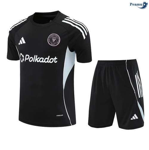 Maillot foot Kit Entrainement Inter Miami Enfant + Shorts Noir/Blanc 2025-2026 peamu 0054