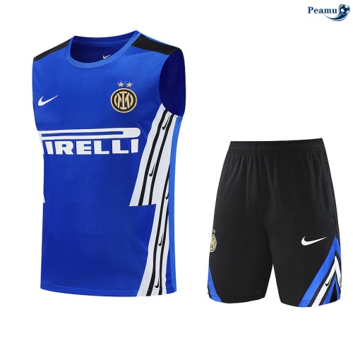Maillot foot Kit Entrainement Inter Milan Debardeur + Shorts Bleu/Noir 2025-2026 peamu 0409