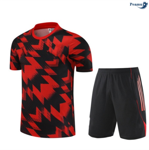 Maillot foot Kit Entrainement Manchester United Enfant + Shorts Rouge/Noir 2025-2026 peamu 0391