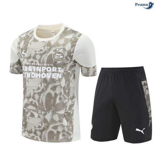 Maillot foot Kit Entrainement PSV Eindhoven Enfant + Shorts Jaune/Noir 2025-2026 peamu 0065