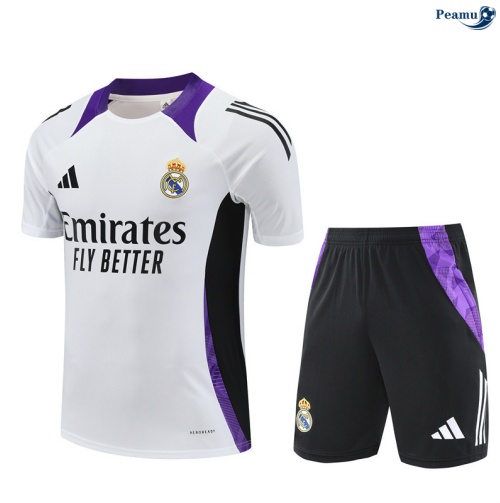 Maillot foot Kit Entrainement Real Madrid Enfant + Shorts Blanc/violet 2025-2026 peamu 0193