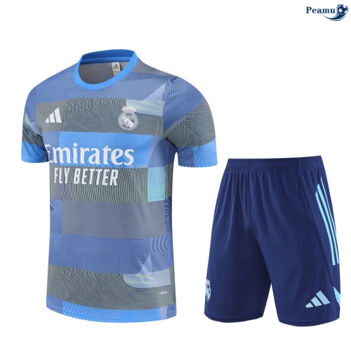 Maillot foot Kit Entrainement Real Madrid + Shorts Bleu Clair 2025-2026 peamu 0258
