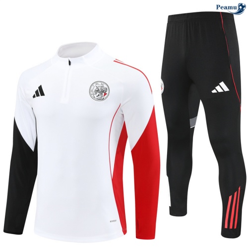 Maillot Survetement Ajax Blanc/Noir/Rouge 2025-2026 peamu 0443