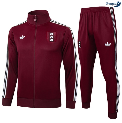 Maillot Veste Survetement Ajax Enfant Rouge/Blanc 2025-2026 peamu 0759