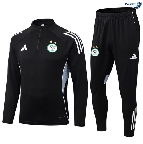 Maillot Survetement Algérie Noir/Blanc/Gris 2025-2026 peamu 0684