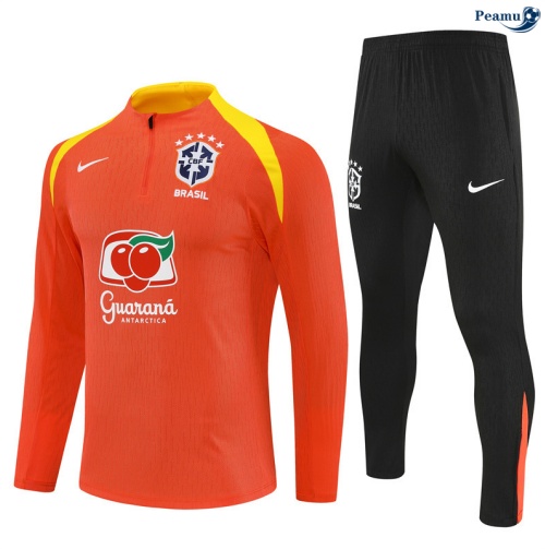 Maillot Survetement Brésil Enfant Orange/Jaune 2025-2026 peamu 0931