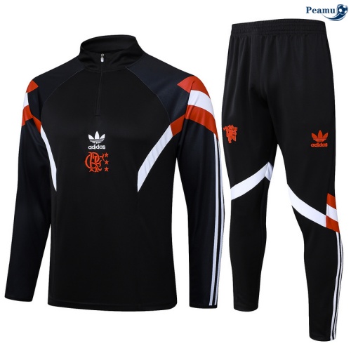 Maillot Survetement Flamengo Noir/Blanc/Orange 2025-2026 peamu 0471