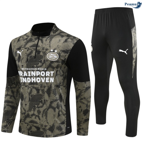 Maillot Survetement PSV Eindhoven Enfant Noir 2025-2026 peamu 0776
