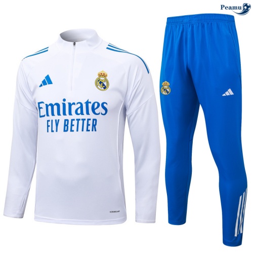 Maillot Survetement Real Madrid Blanc/Bleu 2025-2026 peamu 0567