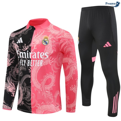 Maillot Survetement Real Madrid Noir/Rose 2025-2026 peamu 0589