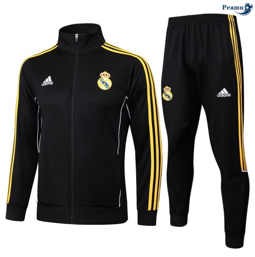 Maillot Veste Survetement Real Madrid Noir/Jaune 2025-2026 peamu 0608