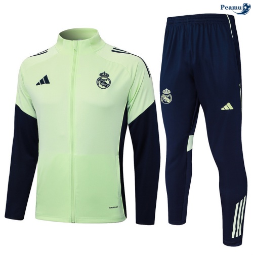 Maillot Veste Survetement Real Madrid Vert/Bleu Marine 2025-2026 peamu 0630
