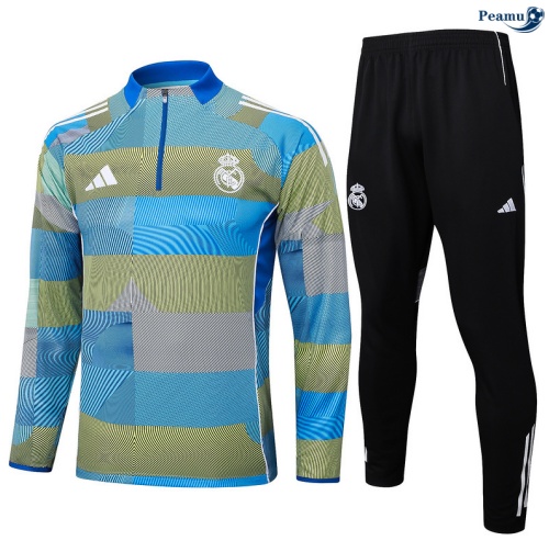Maillot Survetement Real Madrid Enfant Bleu/Vert/Noir 2025-2026 peamu 0866
