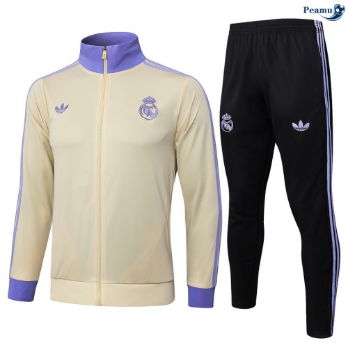 Maillot Veste Survetement Real Madrid Enfant abricot/Noir/Violet 2025-2026 peamu 0887