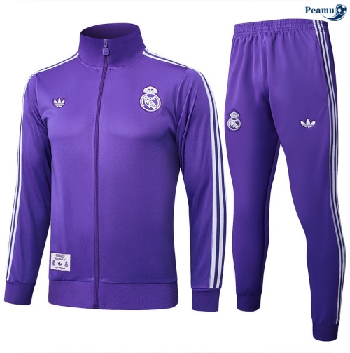 Maillot Veste Survetement Real Madrid Enfant 2025-2026 Violet/Blanc peamu 0890