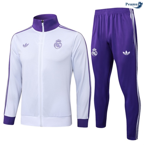 Maillot Veste Survetement Real Madrid Enfant Violet/Blanc 2025-2026 peamu 0891