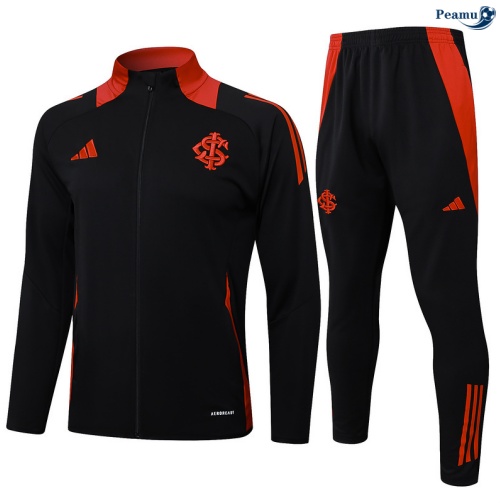 Maillot Veste Survetement SC Internacional Noir/Rouge 2025-2026 peamu 0499