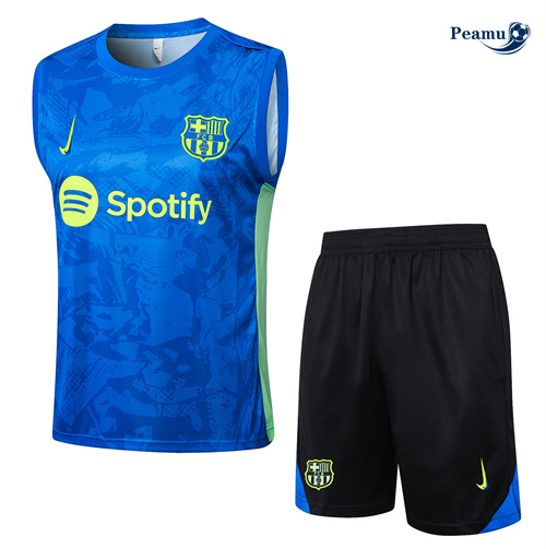 Maillot Kit Entrainement Barcelone Debardeur + Shorts bleu 2024-2025 peamu 3447