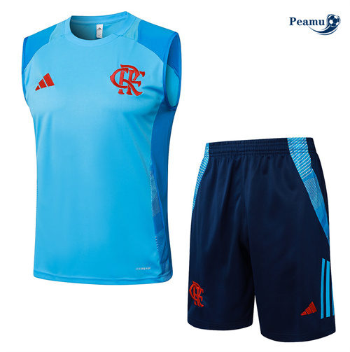 Maillot Kit Entrainement Flamengo Debardeur + Shorts bleu clair 2024-2025 peamu 3446