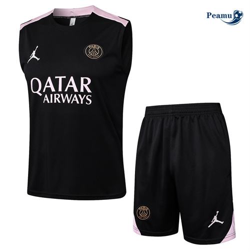 Maillot Kit Entrainement Paris Saint Germain Debardeur + Shorts noir 2024-2025 peamu 3452