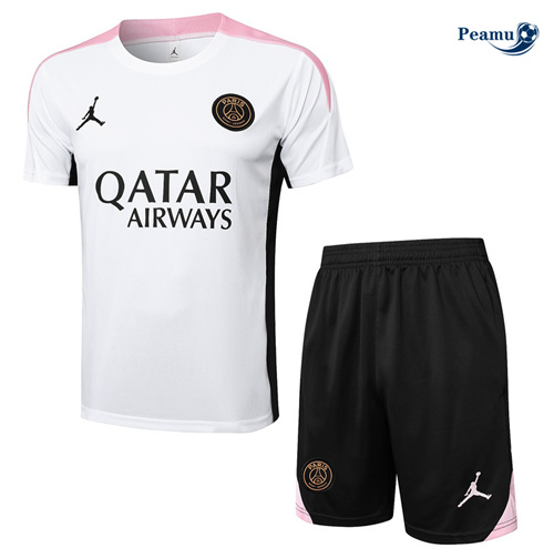 Maillot Kit Entrainement Paris Saint Germain + Shorts Blanc 2024-2025 peamu 3616