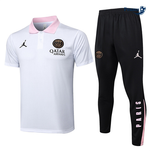 Maillot Kit Entrainement Paris Saint Germain Polo + Pantalon Blanc 2024-2025 peamu 3621