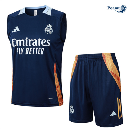 Maillot Kit Entrainement Real Madrid Debardeur + Shorts bleu royal 2024-2025 peamu 3449