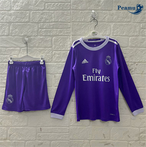 Maillot Rétro Classico Maglie Real Madrid Enfant Exterieur Manche Longue 2016-17 peamu 3306