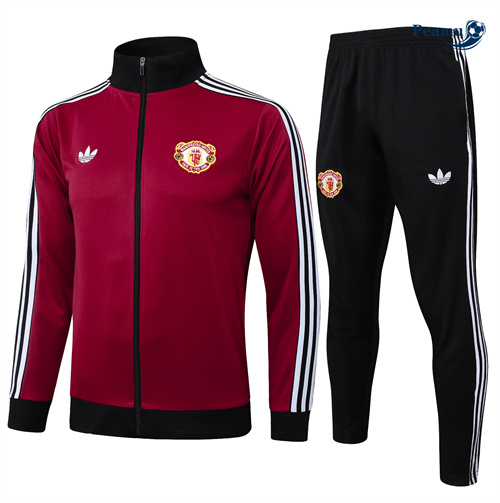 Veste Survetement Manchester United Enfant rouge bordeaux 2024-2025 peamu 3586