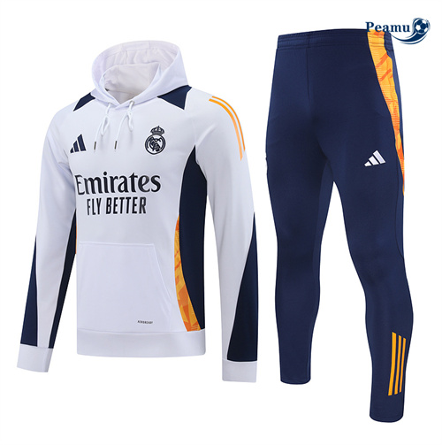 Survetement Sweatshirt à capuche Real Madrid Blanc 2024-2025 peamu 3479